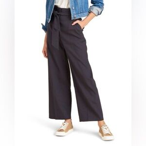 Veronica Beard Elice Tie Waist Wide Leg Linen Blend Pants